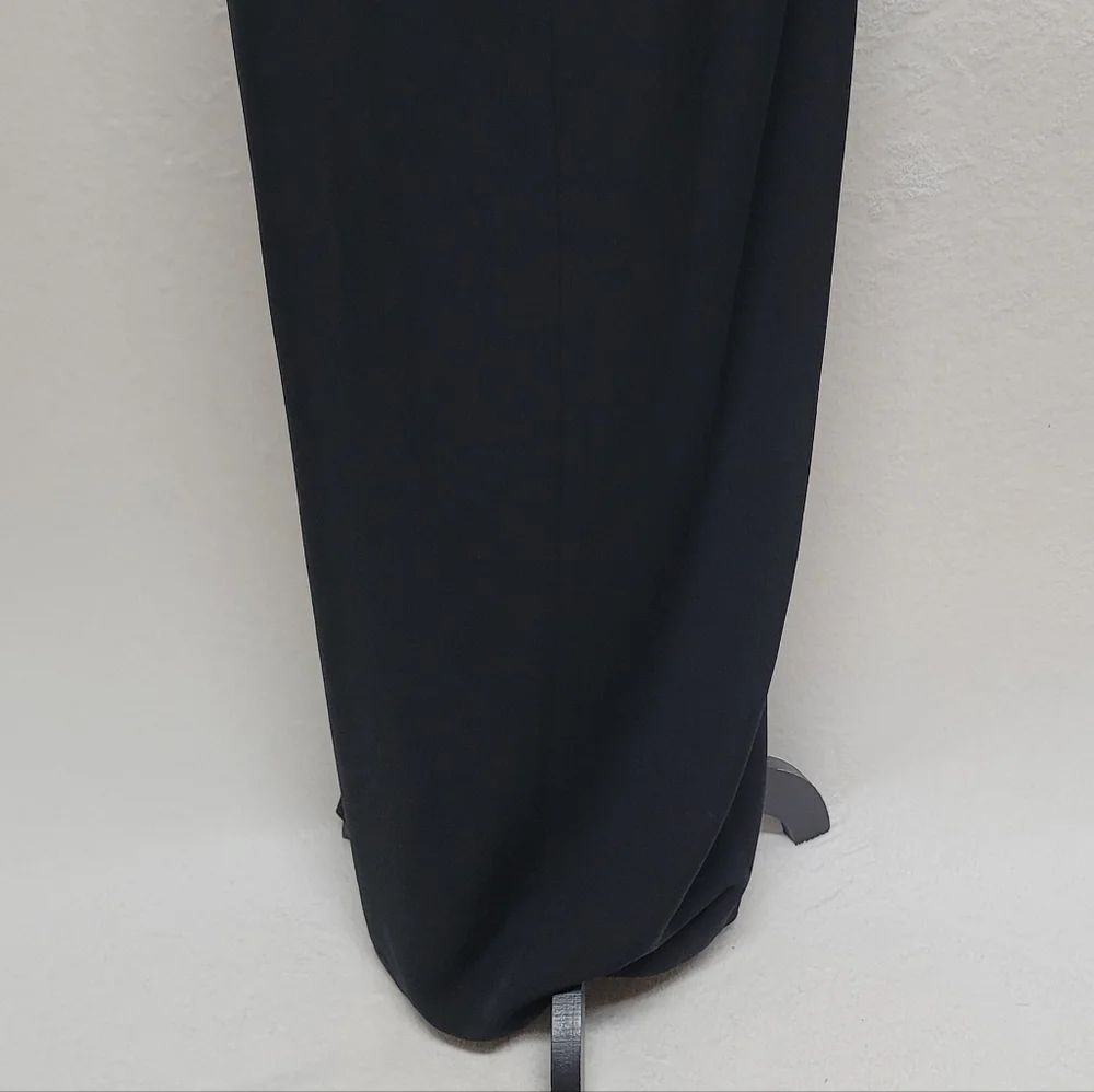Vintage Andrea Polizzi Black Satin Crepe One-Shoulder Thigh Slit Backless Gown 6 - Picture 11 of 12